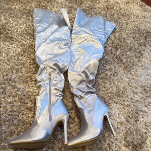 Silver High Heel Boots
